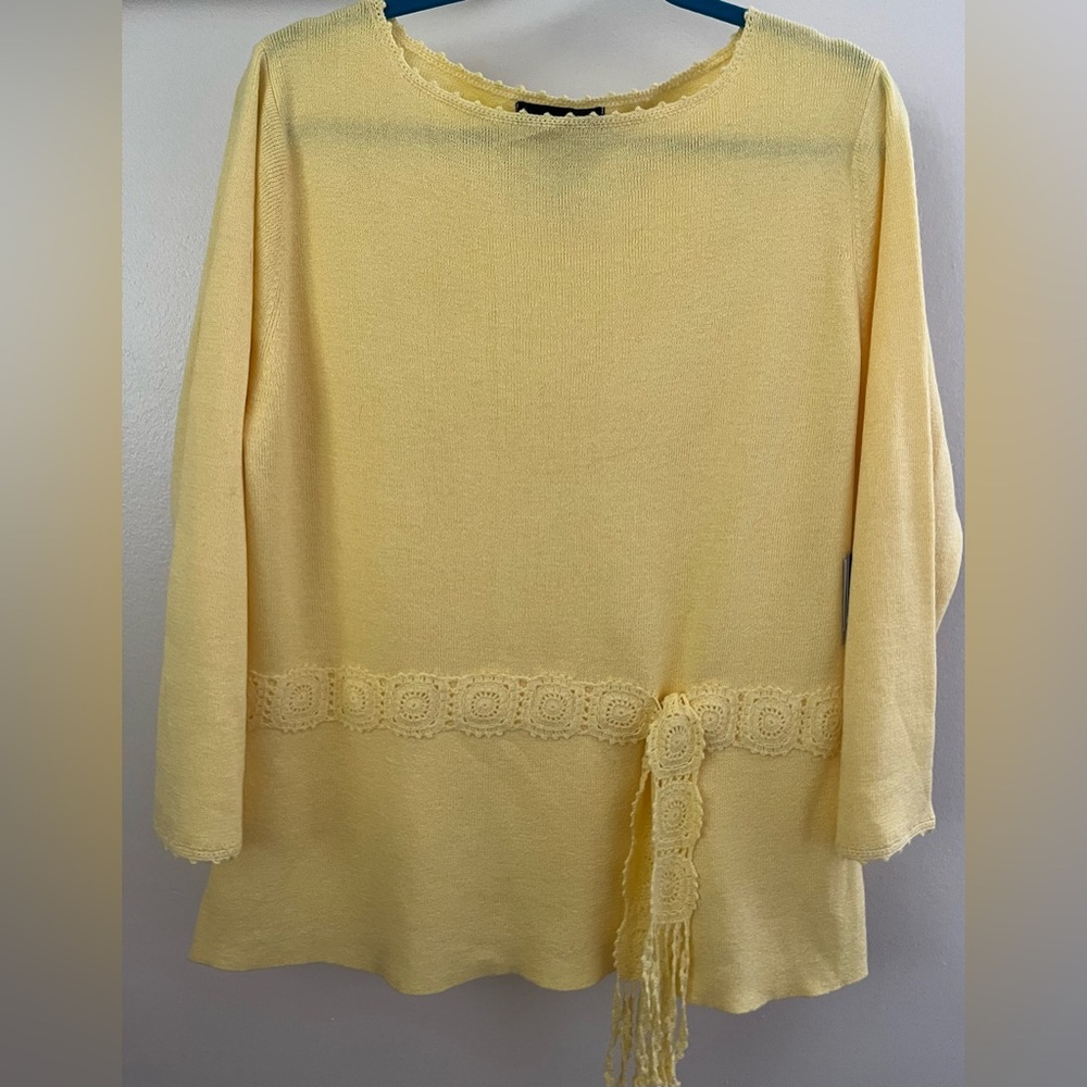 Sag Harbor Women’s Crochet Trim Women's Top XL NWT